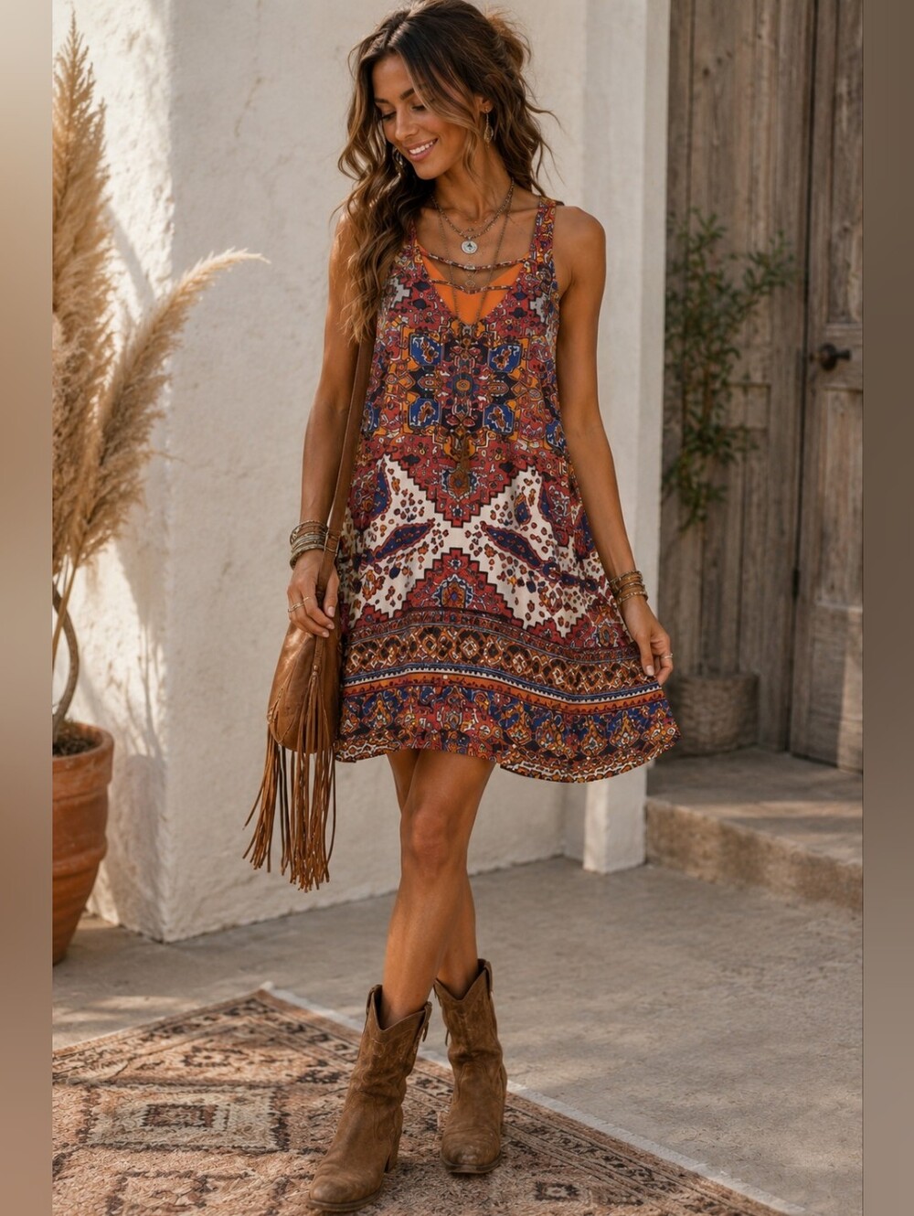 Gianni Bini Lined Mini Dress NWOT Aztec Sundress Size Small Boho Bohemian‎